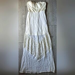 I.N. San Francisco Strapless Cream Dress